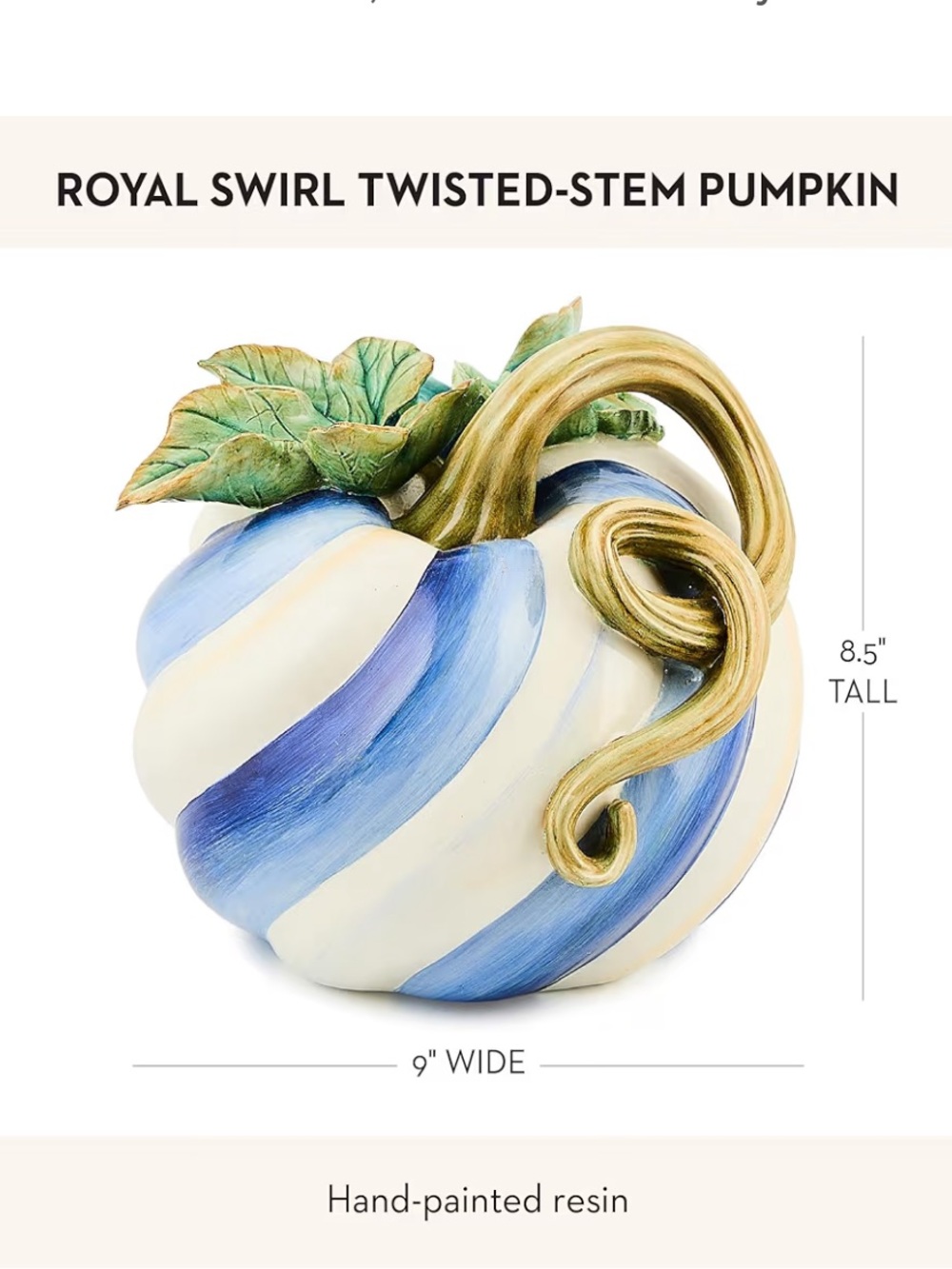MACKENZIE-CHILDS Royal Swirl Twisted-Stem Pumpkin. New in Box. - Picture 3 of 12